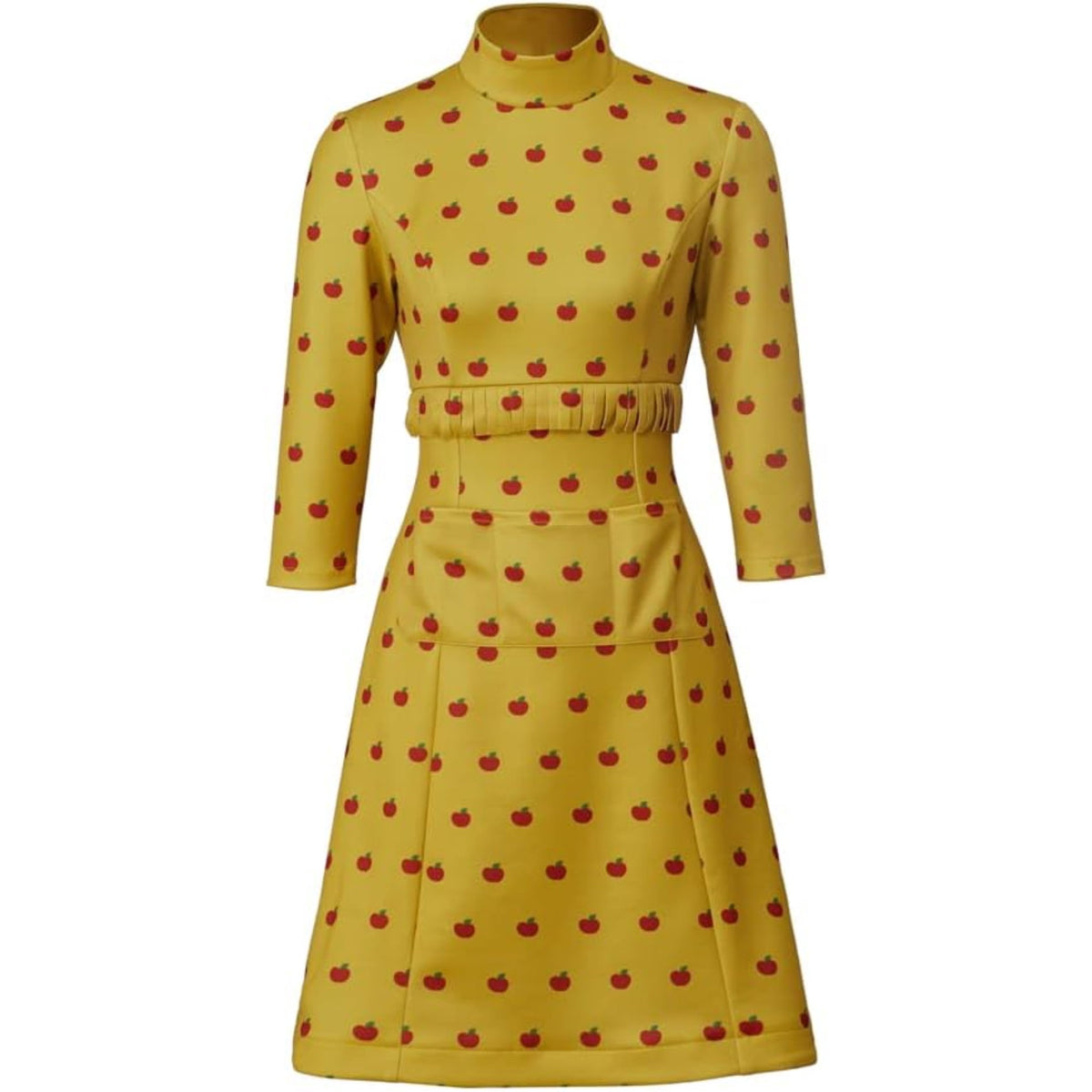thumbnail image 1 of Mrs. Fox Costume Dress - Yellow Apple Polka Dot Elegant Mini Dress, 1 of 9