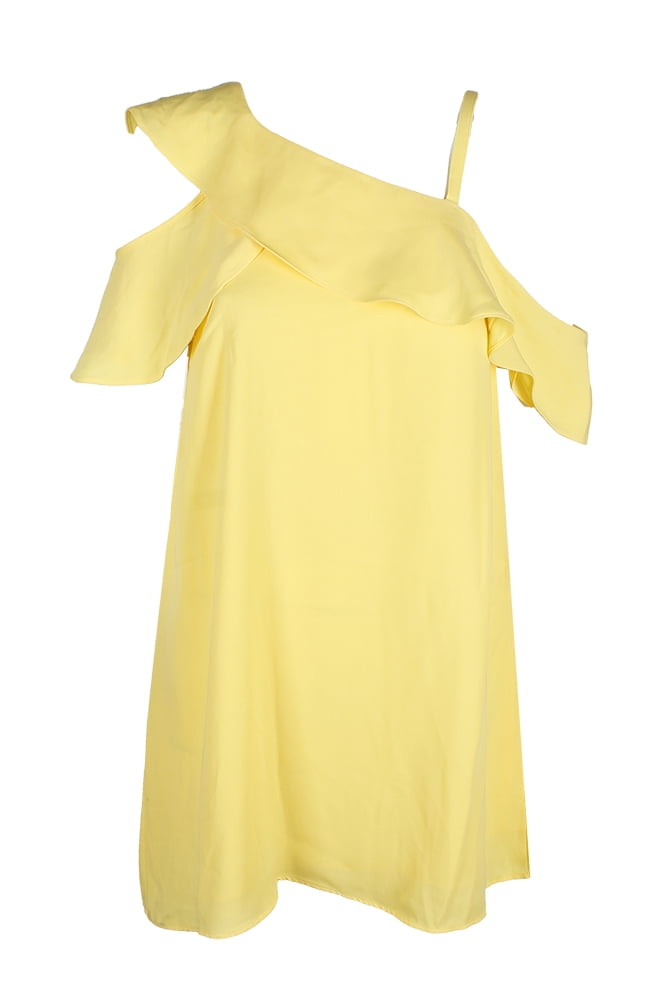thumbnail image 1 of RACHEL Rachel Roy Womens Yellow One Shoulder Flounce A-Line Dres 2, 1 of 3