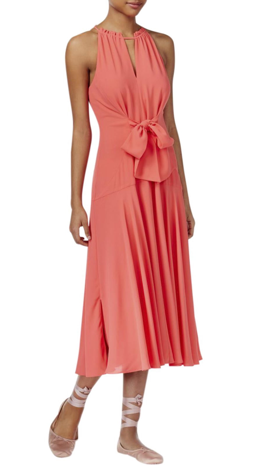 thumbnail image 1 of Rachel Roy Womens Tie-Front Halter-Neck Party Dress Watermelon Pink 2, 1 of 2