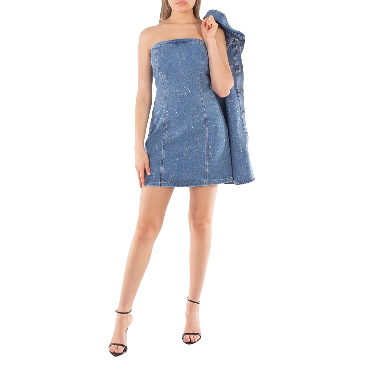 thumbnail image 1 of Rotate Rhinestone Denim Dress, Brand Size 34 ( US Size 0 ), 1 of 1