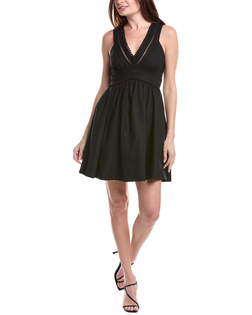 thumbnail image 1 of Taylor Deep V-Neck Ladder-Trim Fit & Flare Dress Women's 14 Black Zipper Closure, 1 of 3