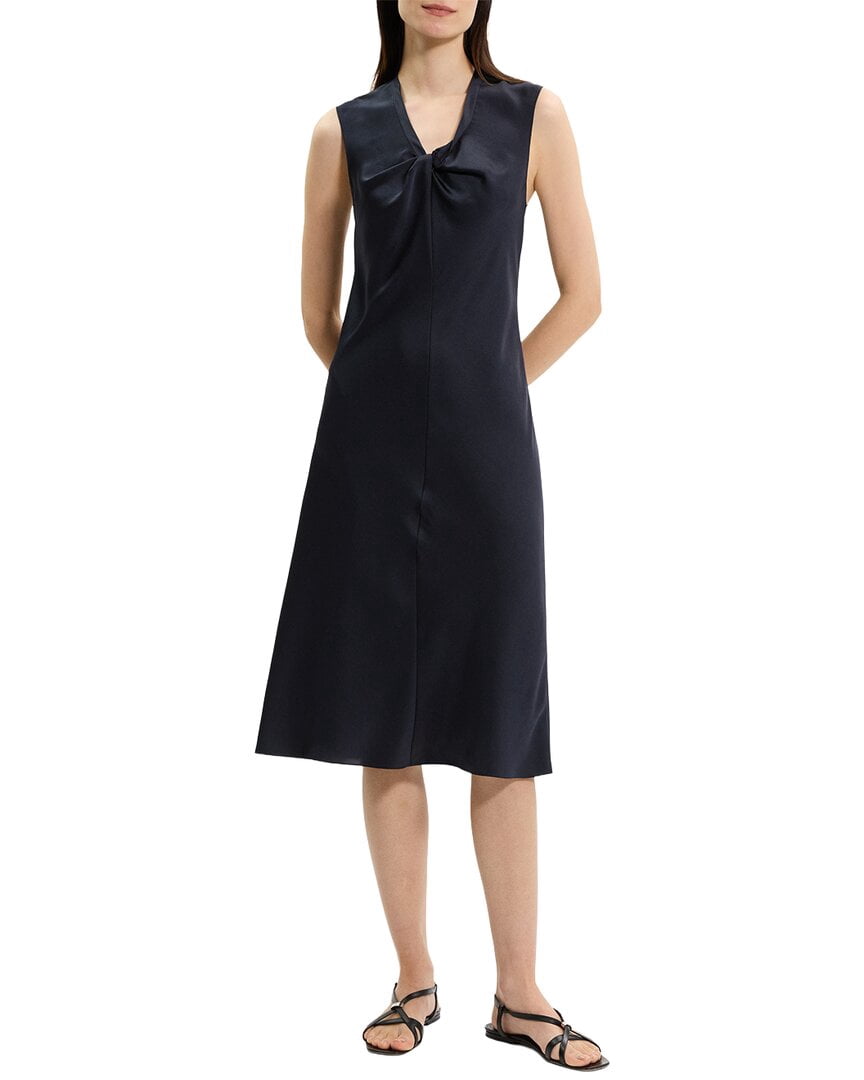 thumbnail image 1 of Theory womens Crushed Satin Twist Scoop Dress, 2, 1 of 3