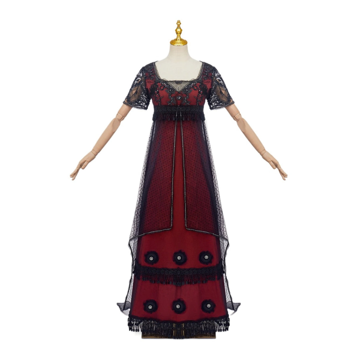 thumbnail image 1 of Regency Long Dress Rose Lace Dress Romantic Evening Gown Dress, 1 of 4