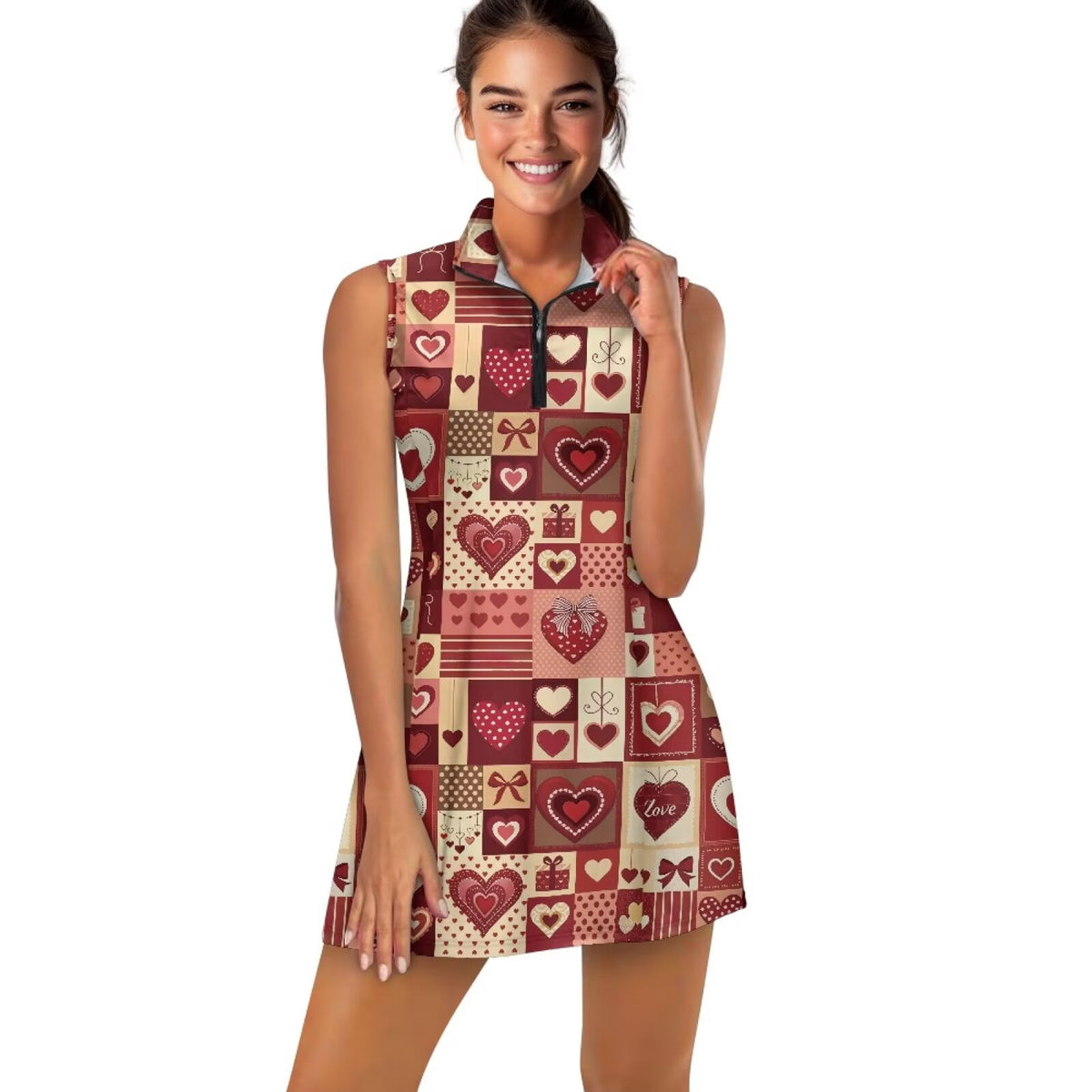 thumbnail image 1 of Uorisanigo Cute Love Heart Golf Dresses for Women Size XS Soft Versatile Sleeveless Tennis Dress with Shorts and Pockets Athletic Workout Dress for Workout Exercise, 1 of 7