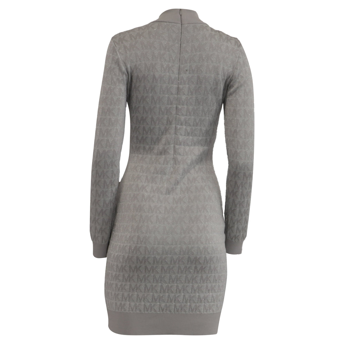 thumbnail image 4 of Pre-Owned Michael Kors Metallic Logo Knitted Mini Dress in Silver Viscose, 4 of 6
