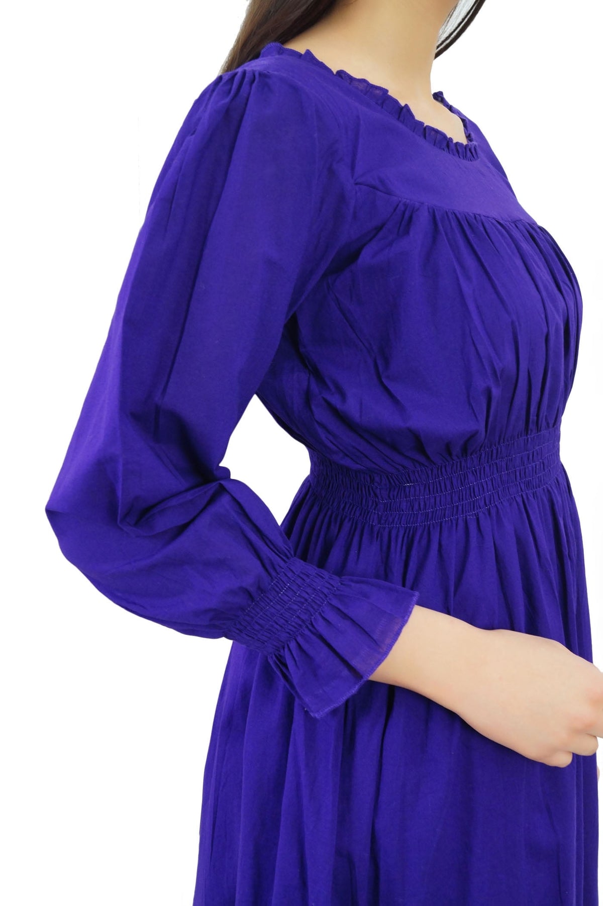thumbnail image 6 of Bimba Women's Cotton Smocked Waist Long Casual Maxi Dress, 6 of 6