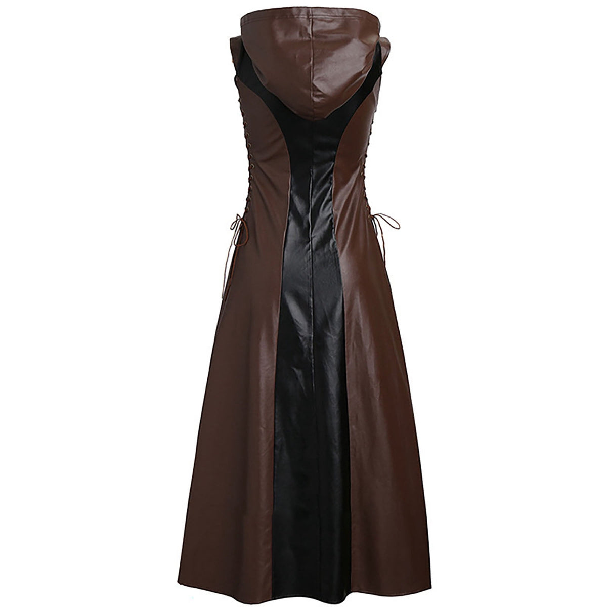 thumbnail image 5 of Odeerbi Renaissance Court Medieval Hooded Dress for Women 2025 Gothic Novelty Elegant Maxi Dress Color Matching Strapless Hooded Dress Brown, 5 of 7