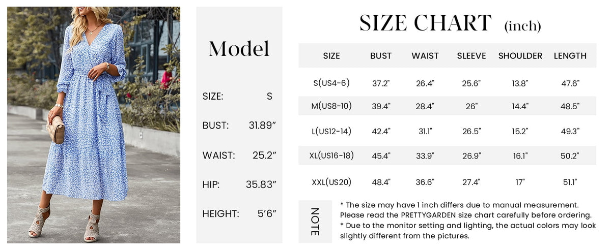 thumbnail image 6 of PRETTYGARDEN Women's Maxi Dress Fall Long Sleeve Wrap V Neck Ruffle Flowy Belted Spring Wedding Guest Vacation, 6 of 8