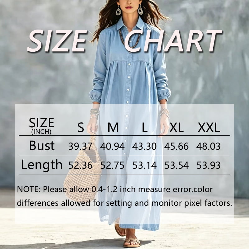 thumbnail image 2 of Morttic Women's Elegant Lantern Sleeve Single-Breasted Collared Pleated Shirt Maxi Dress Spring Fall Daily Wear Light Blue，S, 2 of 2