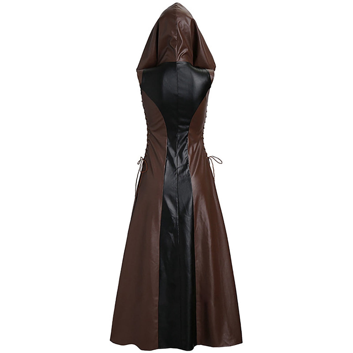 thumbnail image 4 of Odeerbi Renaissance Court Medieval Hooded Dress for Women 2025 Gothic Novelty Elegant Maxi Dress Color Matching Strapless Hooded Dress Brown, 4 of 7