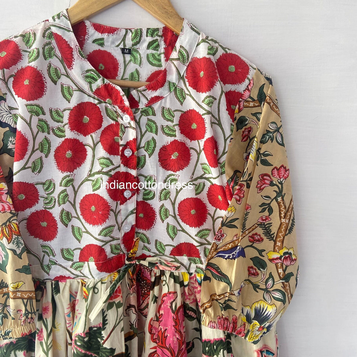 thumbnail image 5 of Patchwork Pattern, Floral Design Dresses, Handmade Cotton Dress, Block Printed Dresses, Hand Printed Dress,Cotton, Patch Dress, Long Dresses, 5 of 7