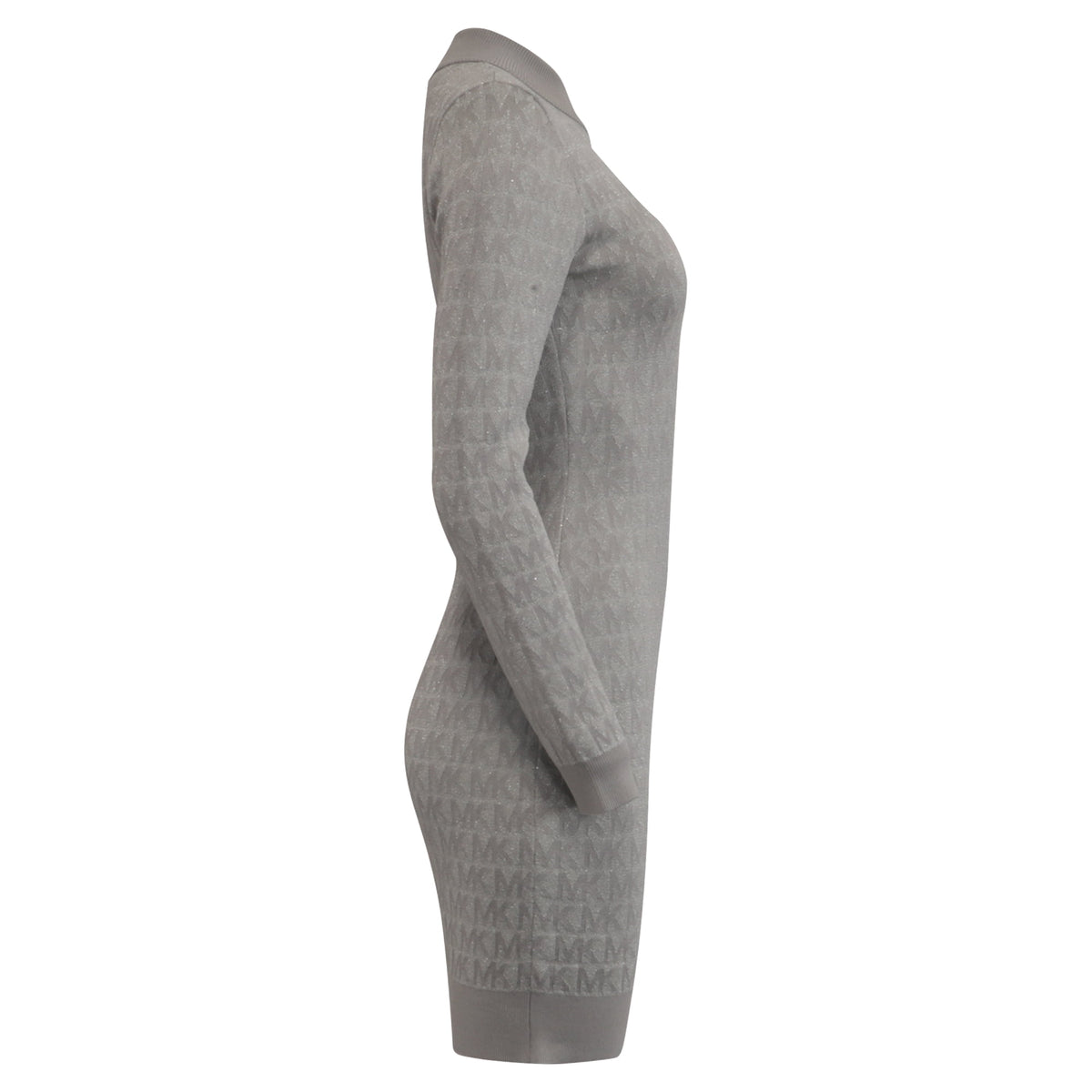thumbnail image 3 of Pre-Owned Michael Kors Metallic Logo Knitted Mini Dress in Silver Viscose, 3 of 6