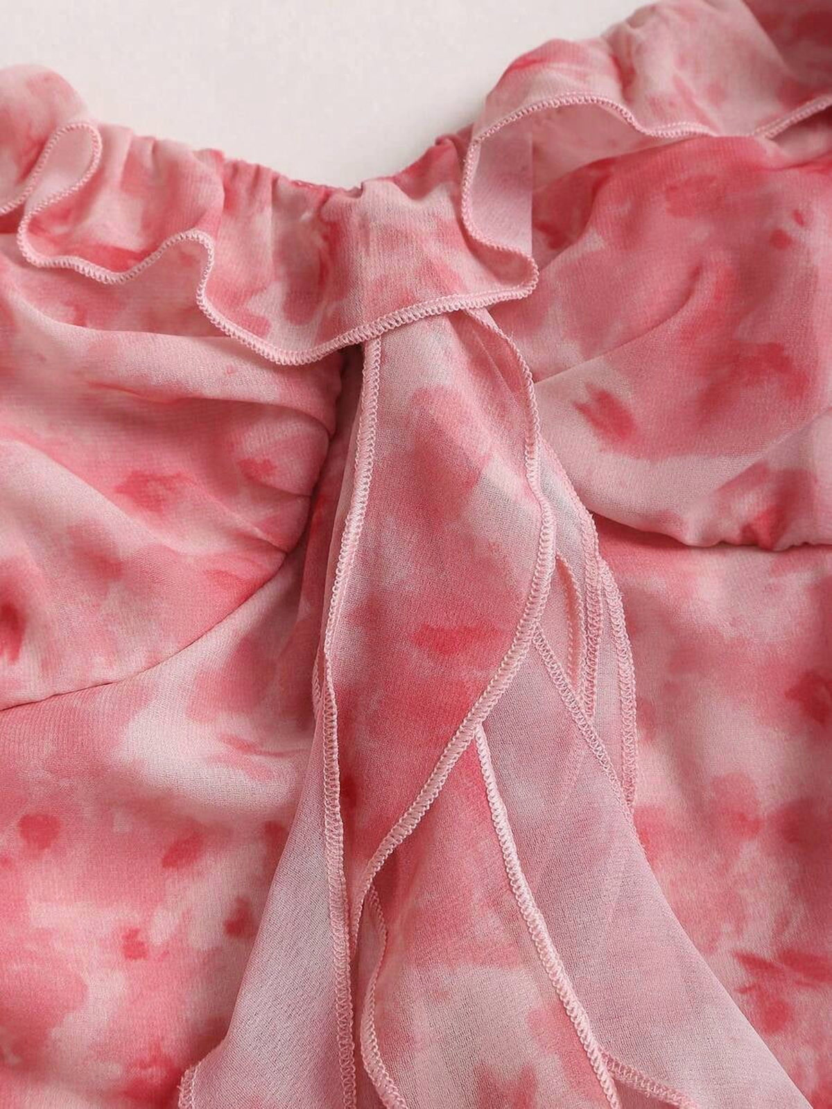 thumbnail image 5 of Pink Dress With Ruffle Trim & Asymmetrical Hem, 5 of 8