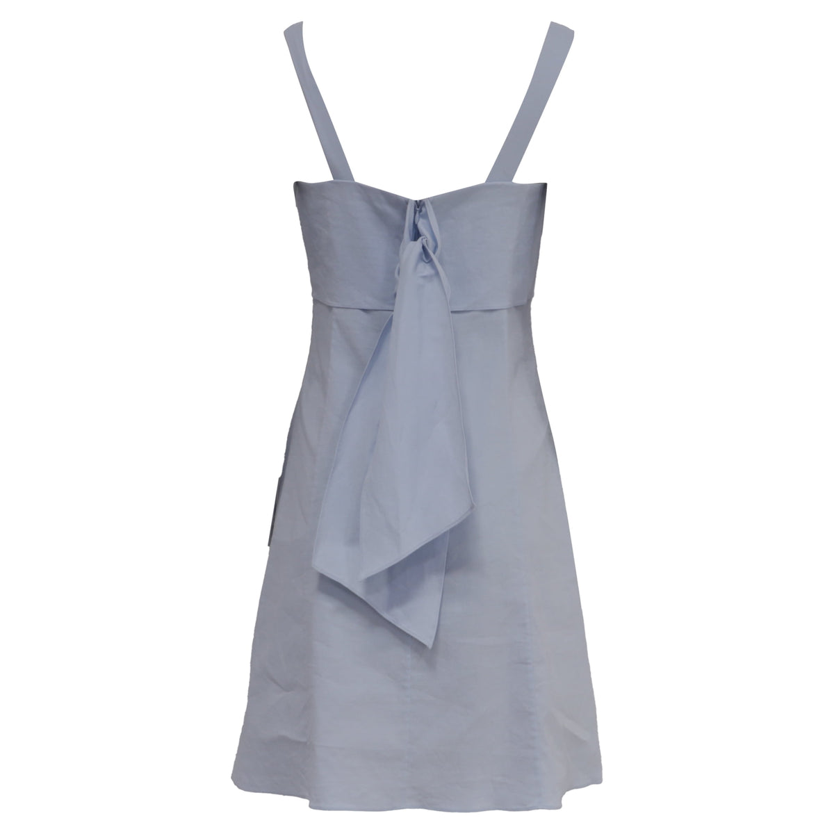 thumbnail image 4 of Pre-Owned Theory Draped-Back Mini A-Line Dress in Light Blue Linen, 4 of 6