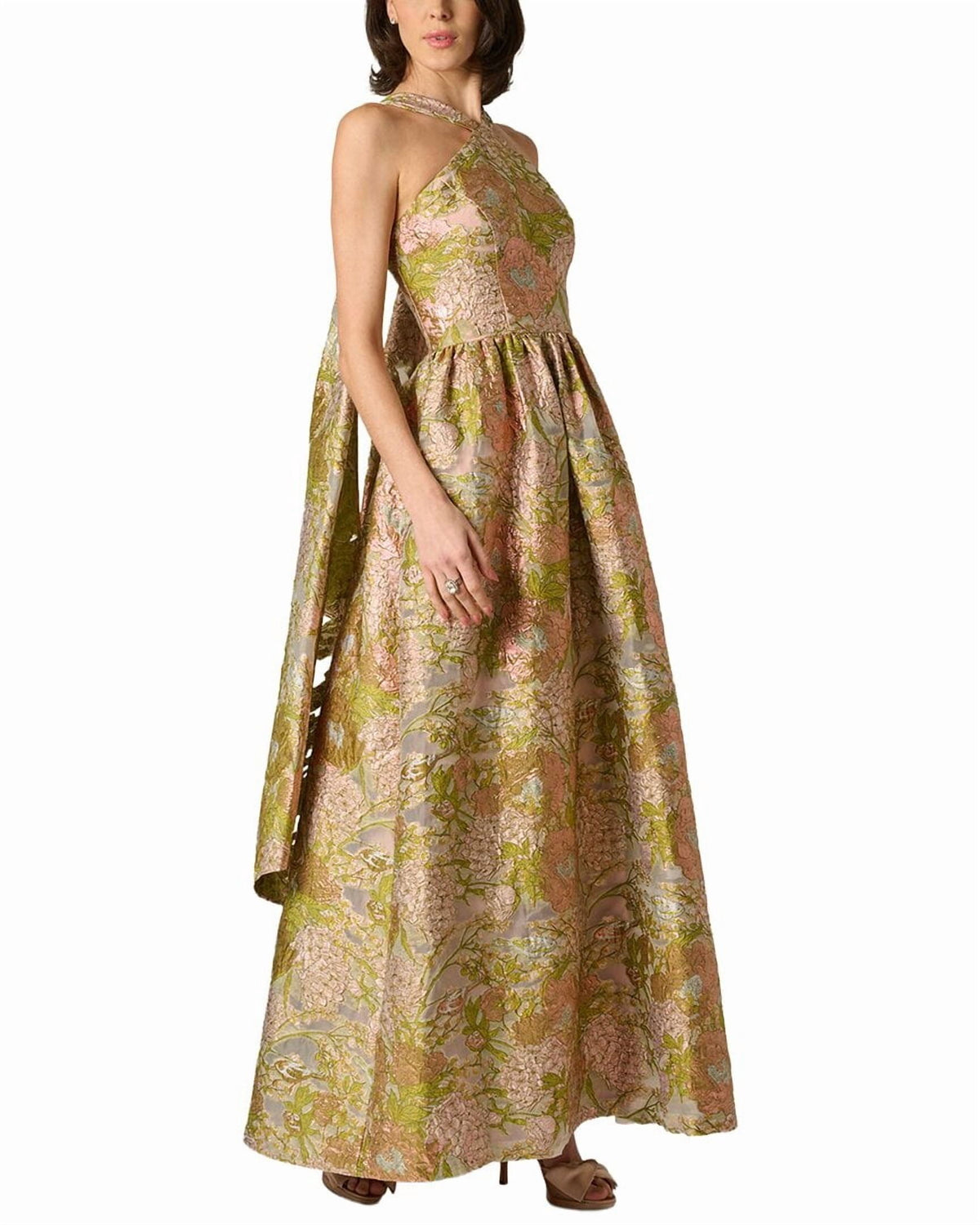 thumbnail image 3 of Aidan Mattox womens Floral Jacquard Long Dress, 10, 3 of 4
