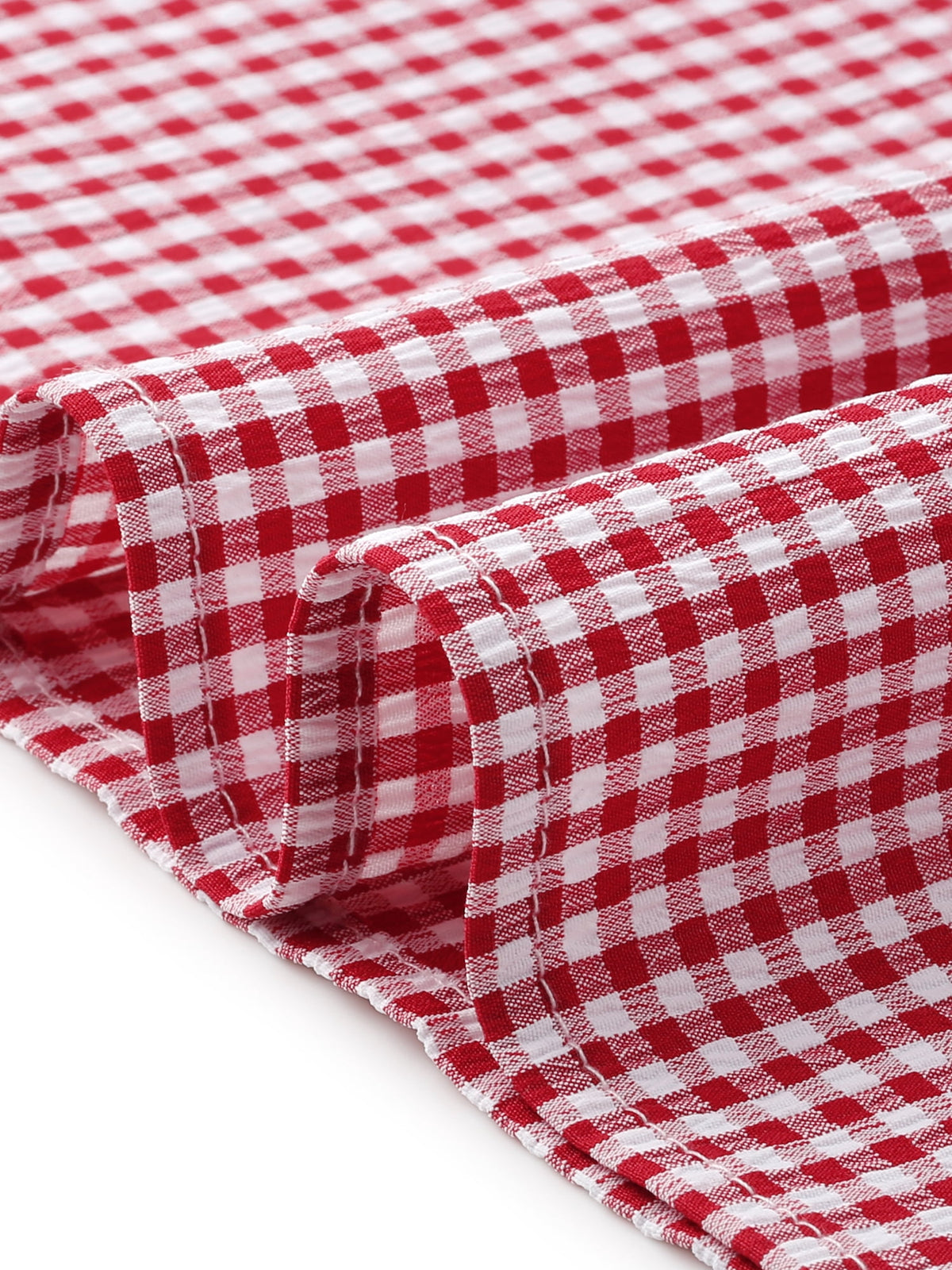 thumbnail image 3 of INSPIRE CHIC Women's Gingham Dress V Neck Short Sleeve Midi Dress XS Dark Red, 3 of 4