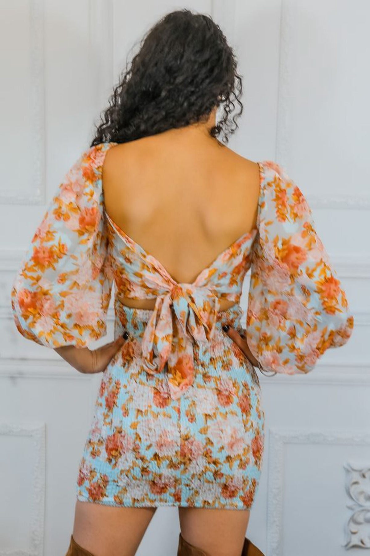 thumbnail image 2 of Meaningful Dreams Floral Ruched Mini Dress, 2 of 7