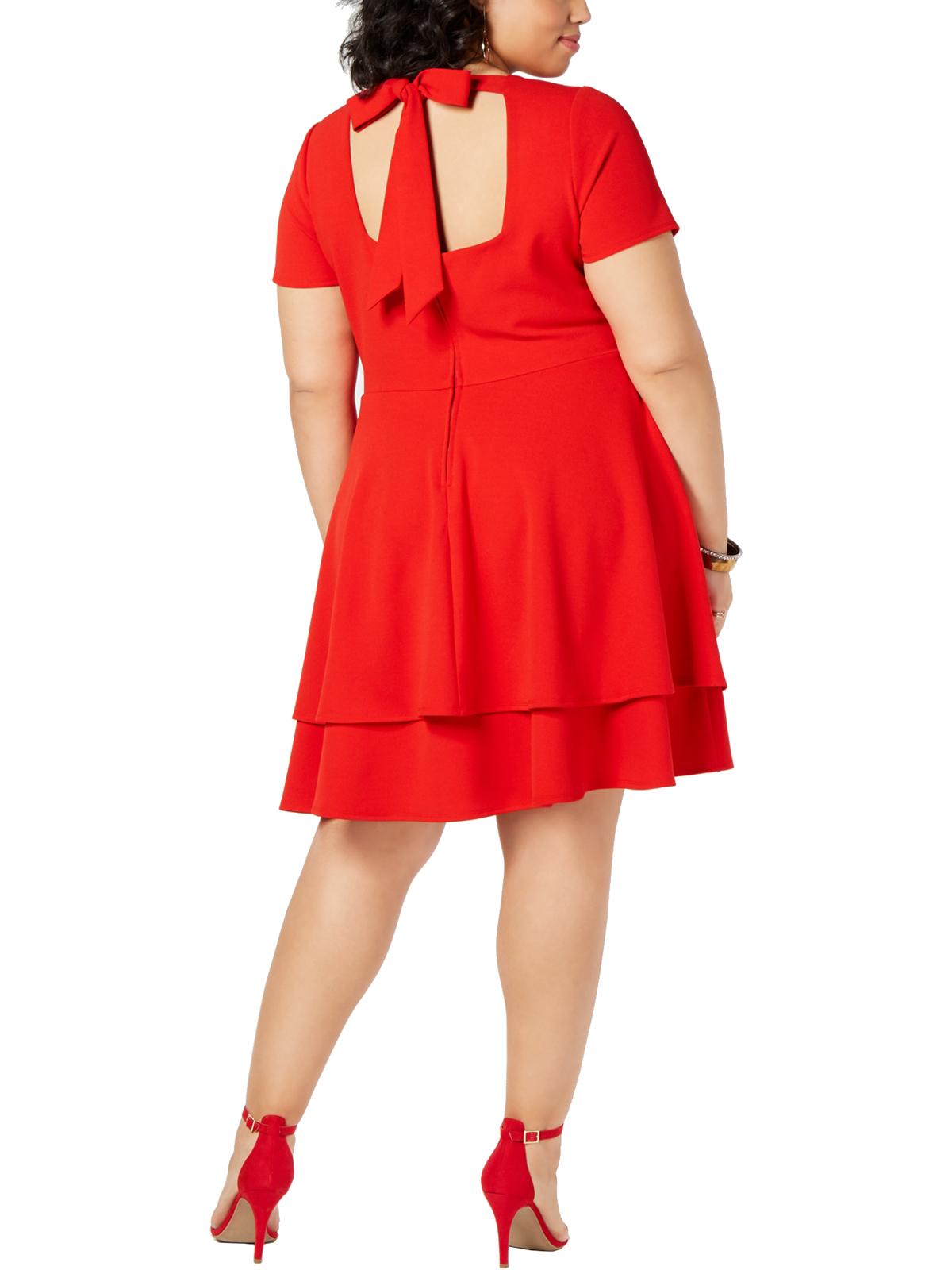 thumbnail image 2 of B. Darlin Womens Plus Bow-Back Fit & Flare Cocktail Dress, 2 of 2