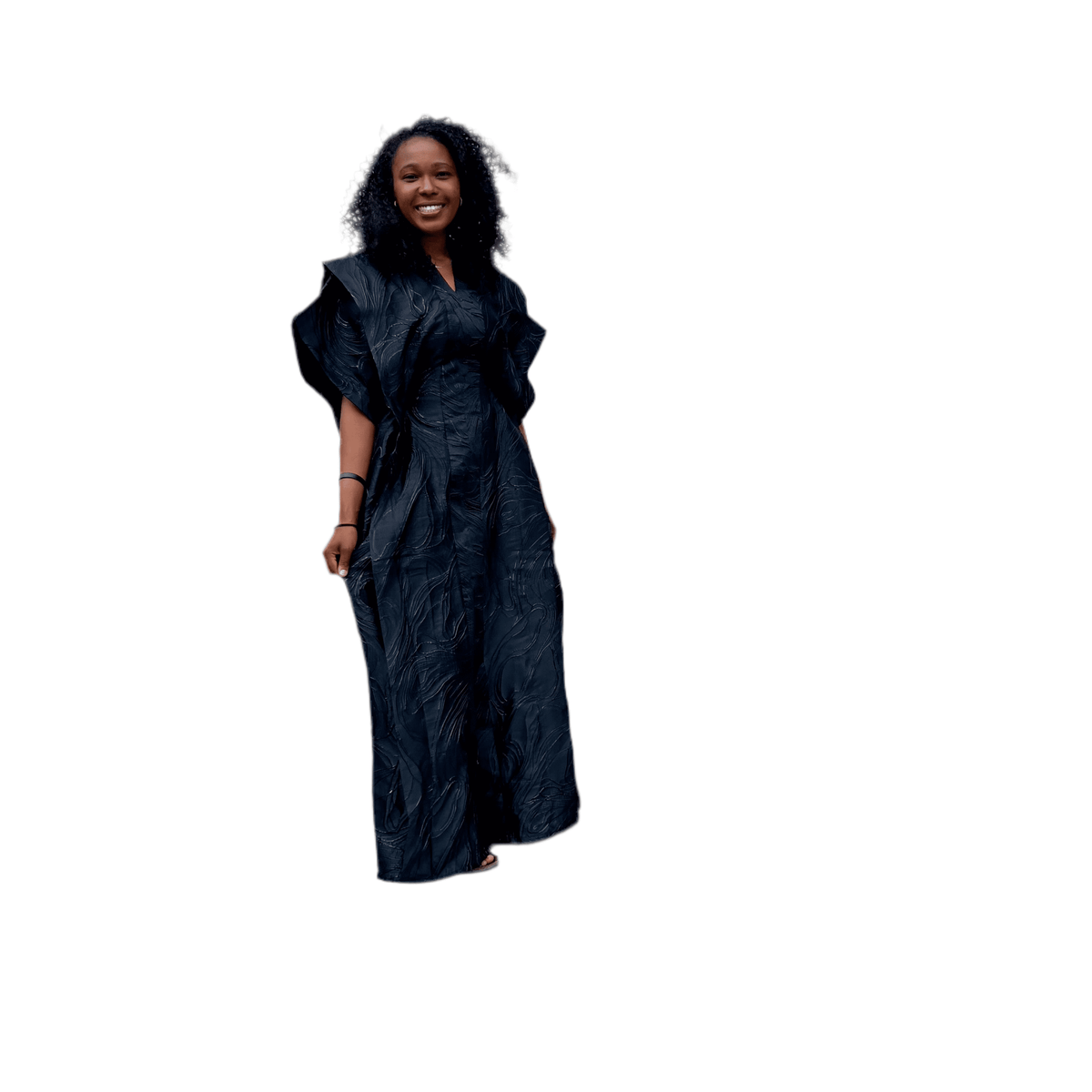thumbnail image 6 of African Unique Rich Aunty Black Damask Brocade Boubou/Maxi Dress, 6 of 6