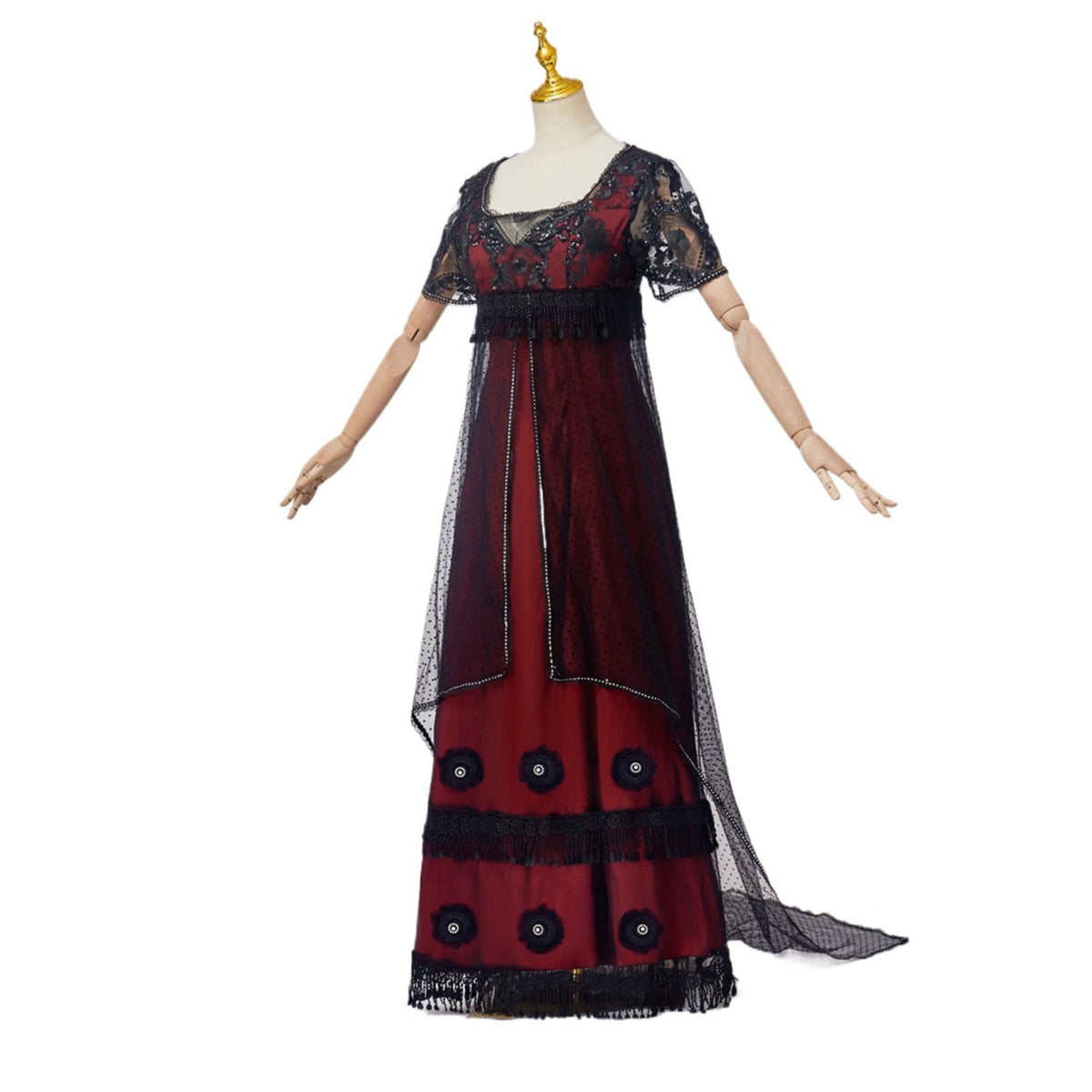 thumbnail image 2 of Regency Long Dress Rose Lace Dress Romantic Evening Gown Dress, 2 of 4
