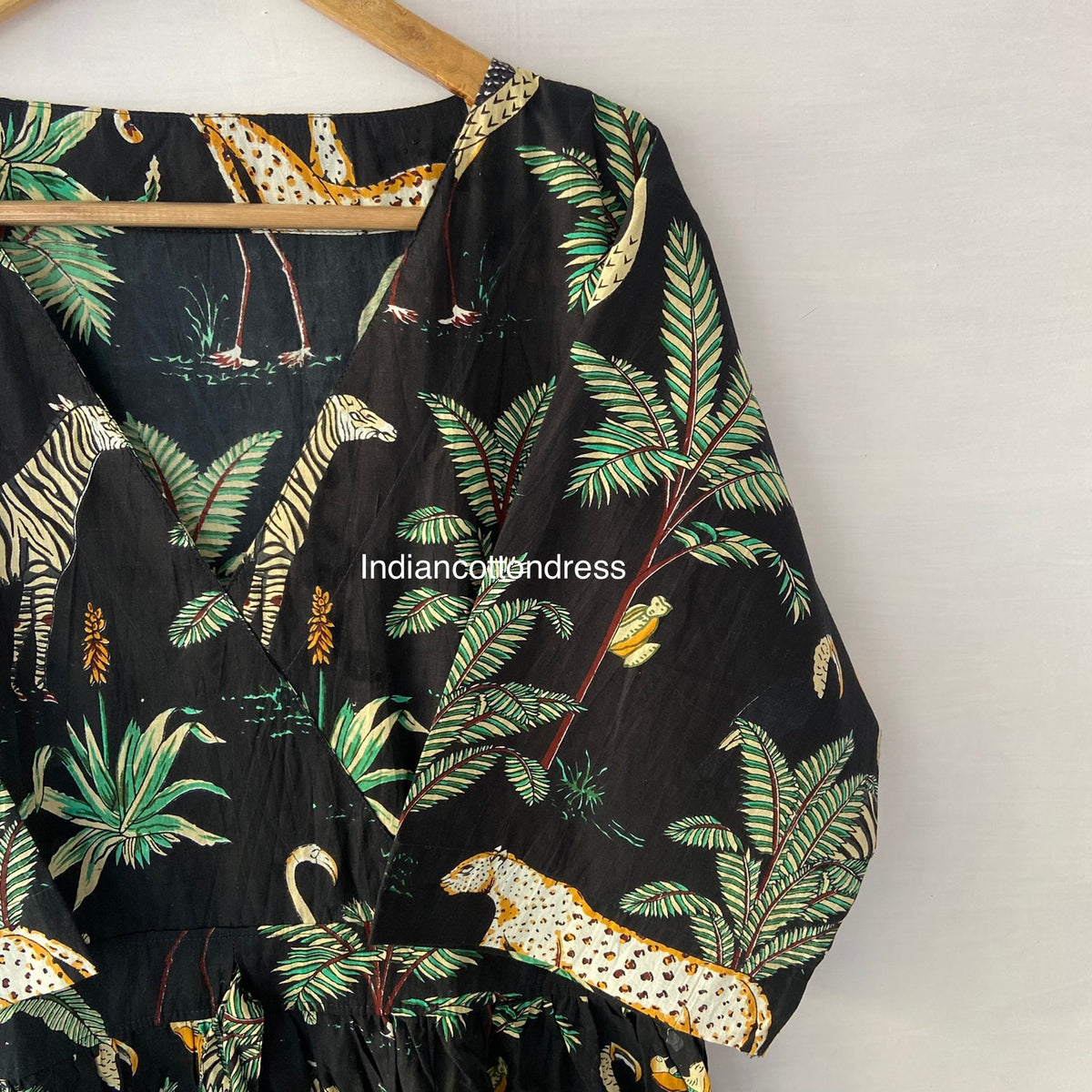 thumbnail image 3 of Black Forest Leopard Printed Cotton Dress, Handblock Dress, Block Printed Dress, Handmade Dresses, 3 of 6
