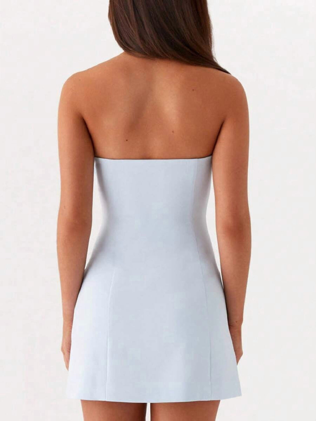 thumbnail image 4 of Blue 3D Rose Embellished Strapless Mini Dress For Prom Cocktail Party, 4 of 30