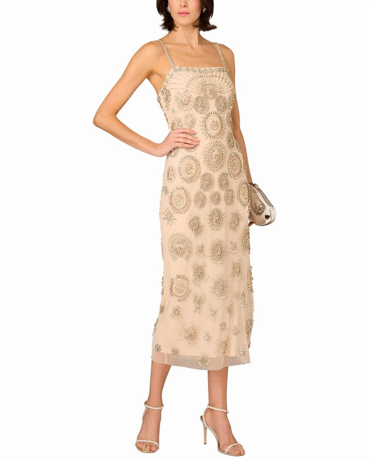 thumbnail image 3 of Aidan Mattox womens Beaded Sleeveless Midi Dress, 10, 3 of 4