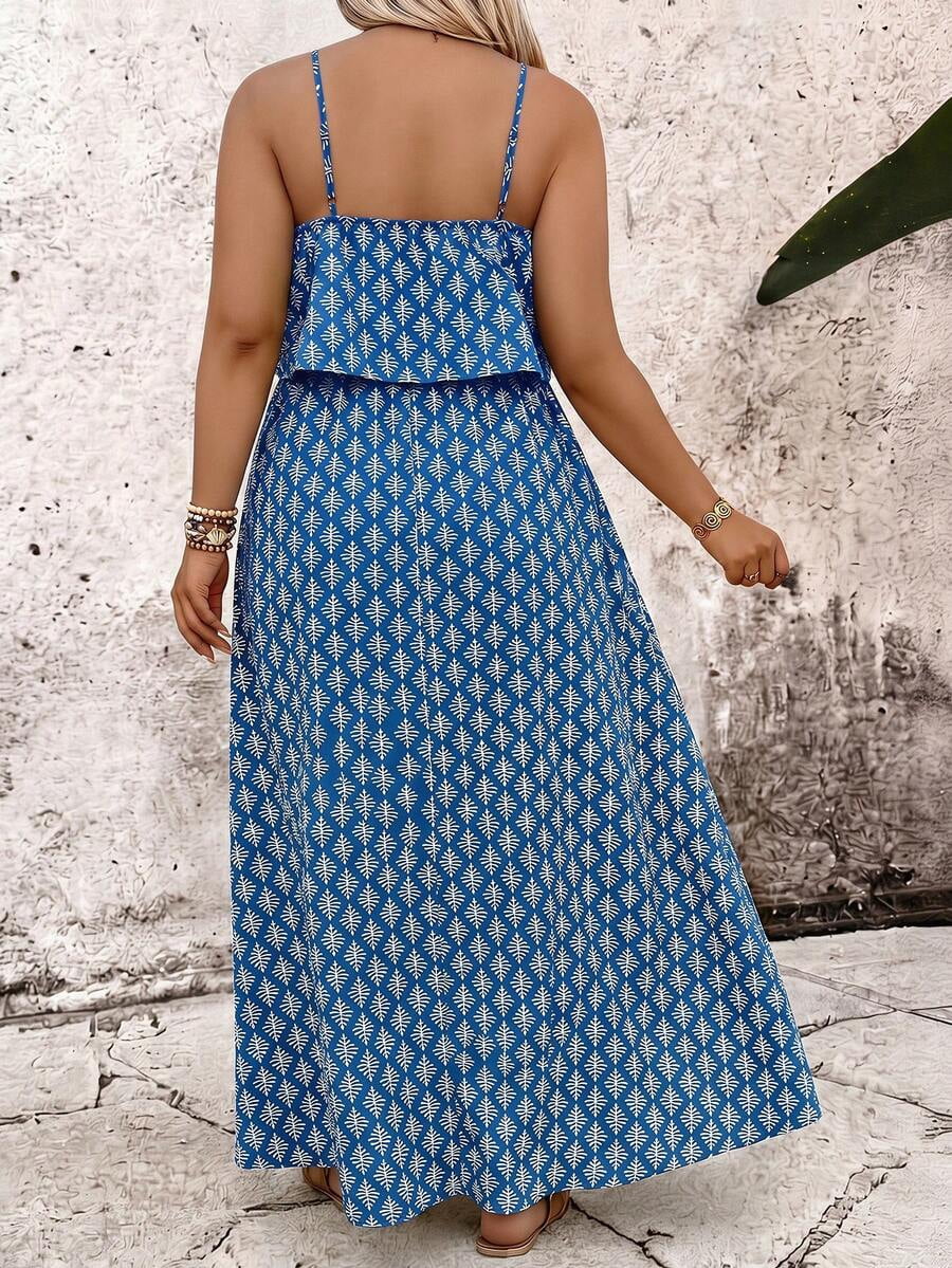 thumbnail image 2 of Plus Size Full Print Camisole Dress, Royal Blue, 2 of 4