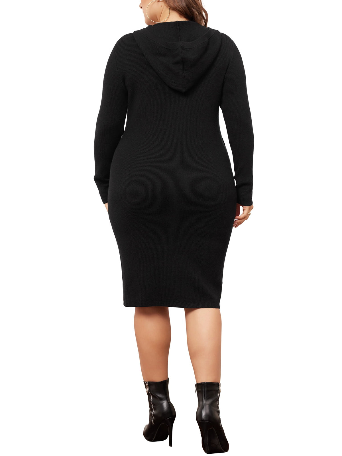 thumbnail image 5 of Agnes Orinda Plus Size Halloween Outfits Sweater Dress for Women Long Sleeve Hooded Midi Dresses 1X Black, 5 of 8