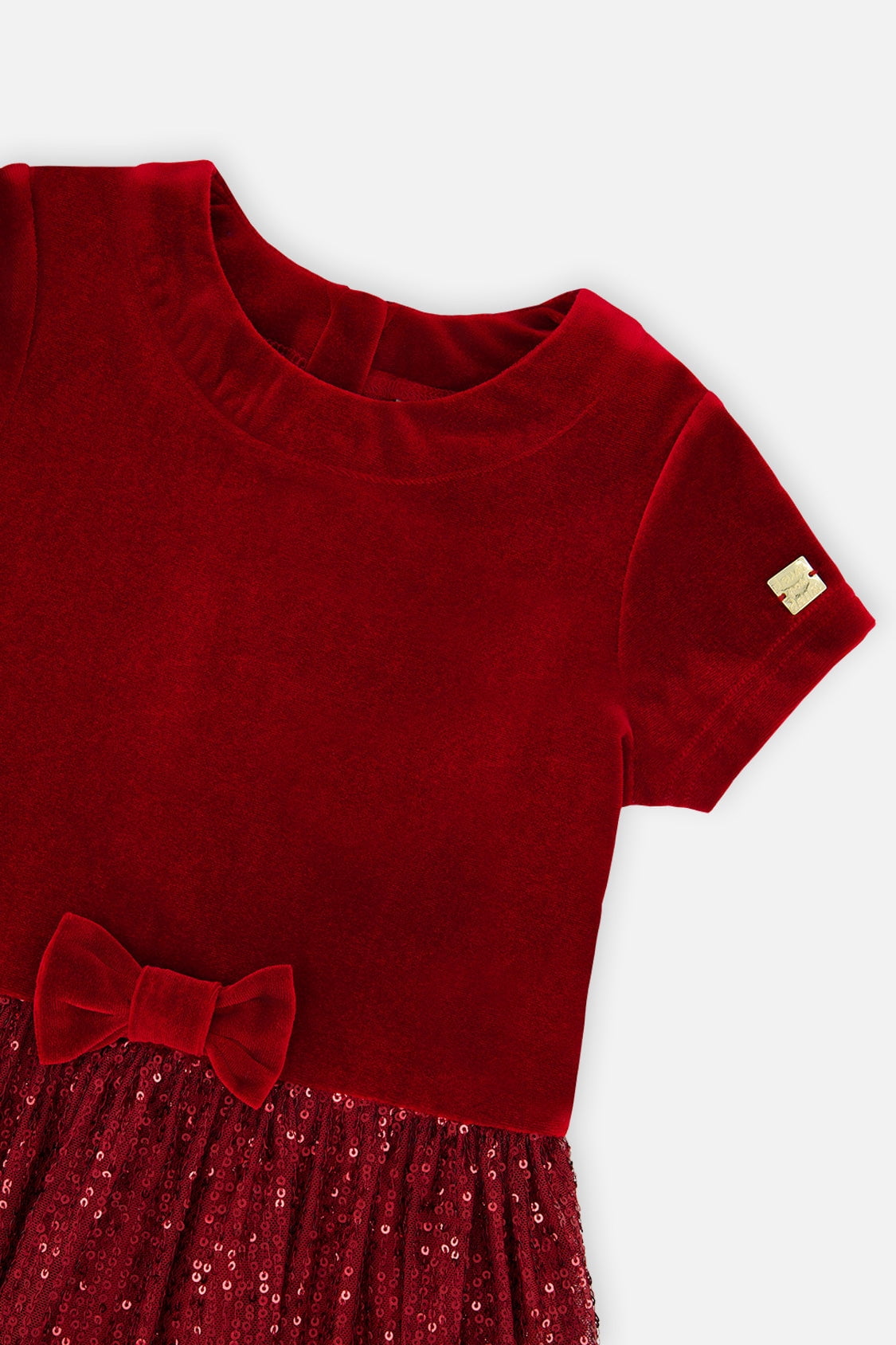 thumbnail image 6 of Deux Par Deux Girl Bi-Material Short Sleeve Dress With Glittering Skirt Red, 6 of 6