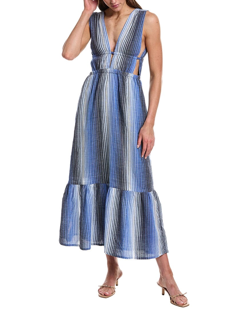 thumbnail image 1 of lemlem womens Lelisa V-Neck Maxi Dress, l, Blue, 1 of 3